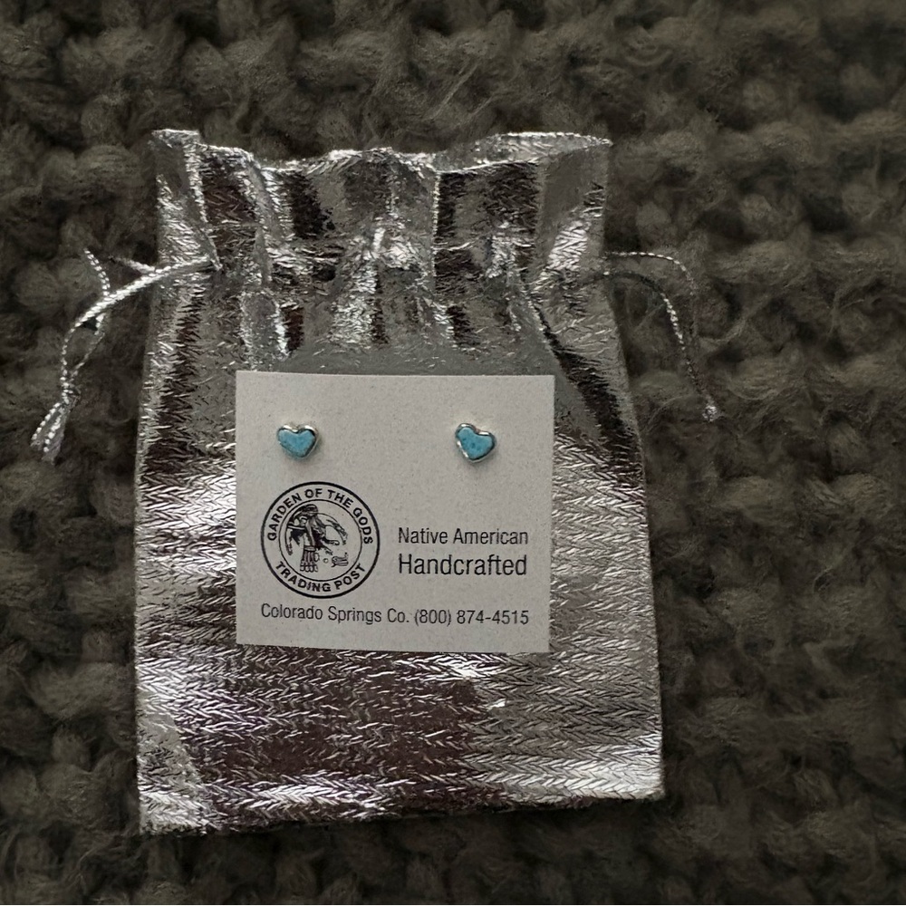 Silver and Turquoise Heart Earrings